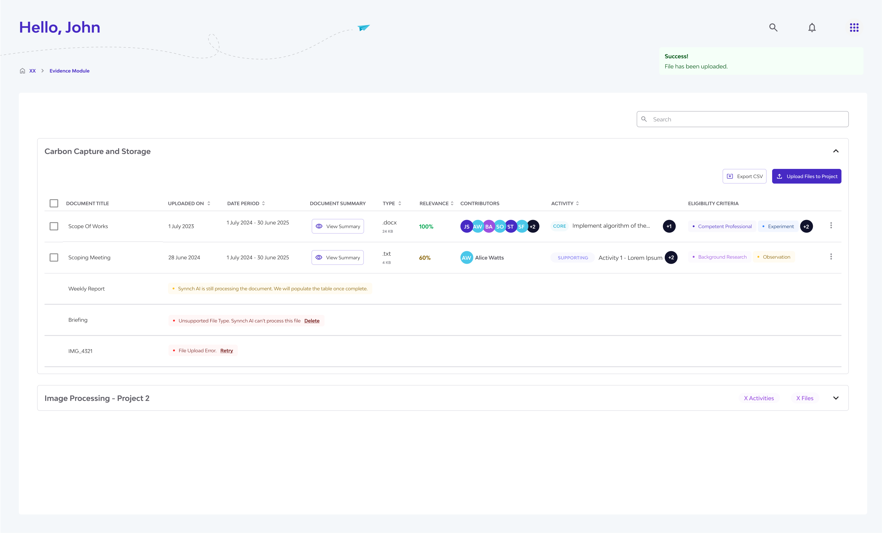 Process flow of Evidence AI module